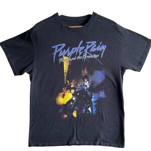 Prince Purple Rain Graphic T-Shirt Black Unisex Size M Cotton